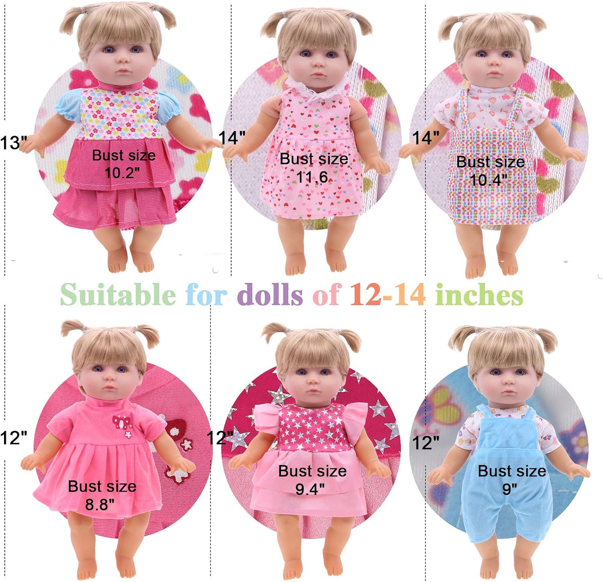 12 Piezas Ropa para Muñeca de 12 Pulgadas, Vestido de Princesa para Regalo de Niña