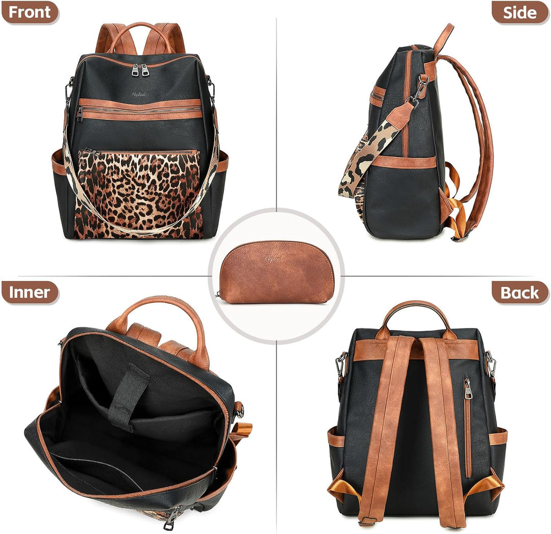 Mochila de cuero vegano AGLOD para laptop de 15.6 pulgadas para muj...