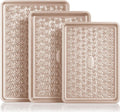 Juego de 3 bandejas antiadherentes para horno, bandejas de horno no tóxicas de medio cuarto/gelatina con textura de remolino floral, bandejas de horno resistentes de 0.031 in de grosor para