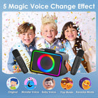 Máquina de karaoke para niños y adultos, altavoz Bluetooth, 2 micrófonos