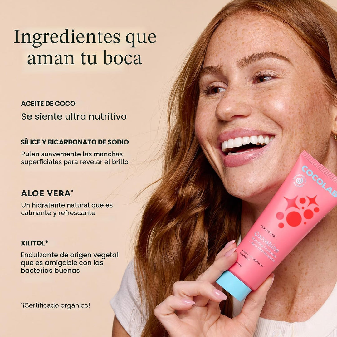 COCOLAB Cocoshine Pasta de dientes blanqueadora, delicioso sabor a...