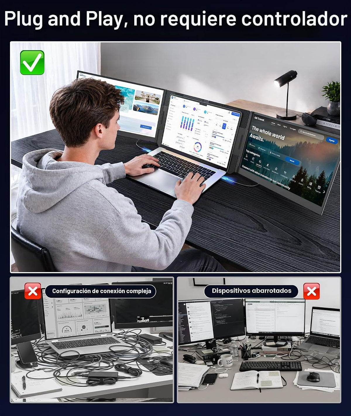 Ozirex Extensor de pantalla para laptop de 15.6 pulgadas, monitor p...