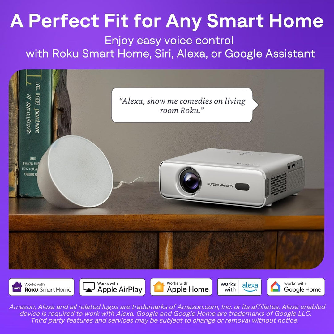Aurzen Proyector inteligente Roku TV con Wifi y Bluetooth