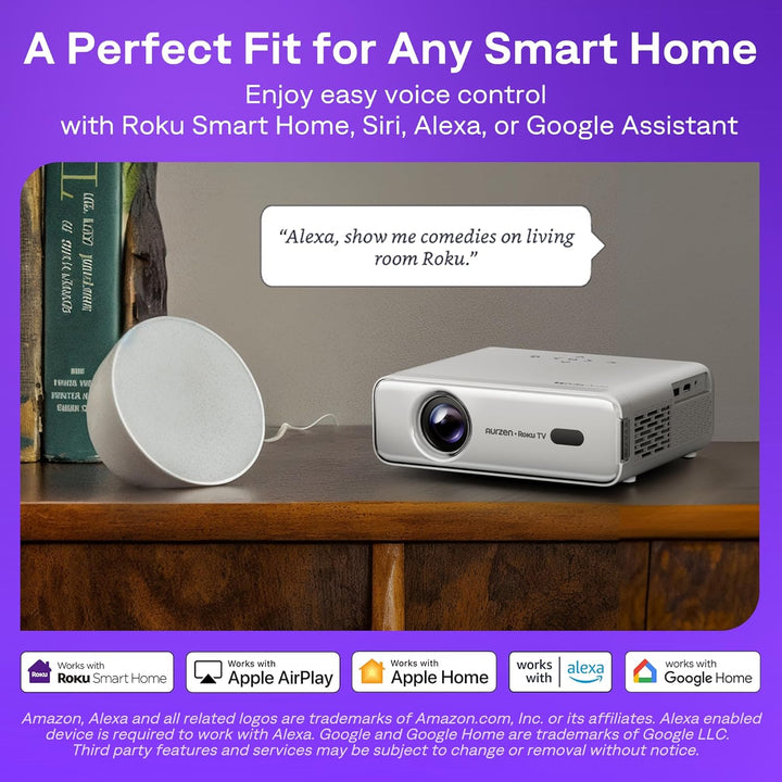 Aurzen Proyector inteligente Roku TV con Wifi y Bluetooth