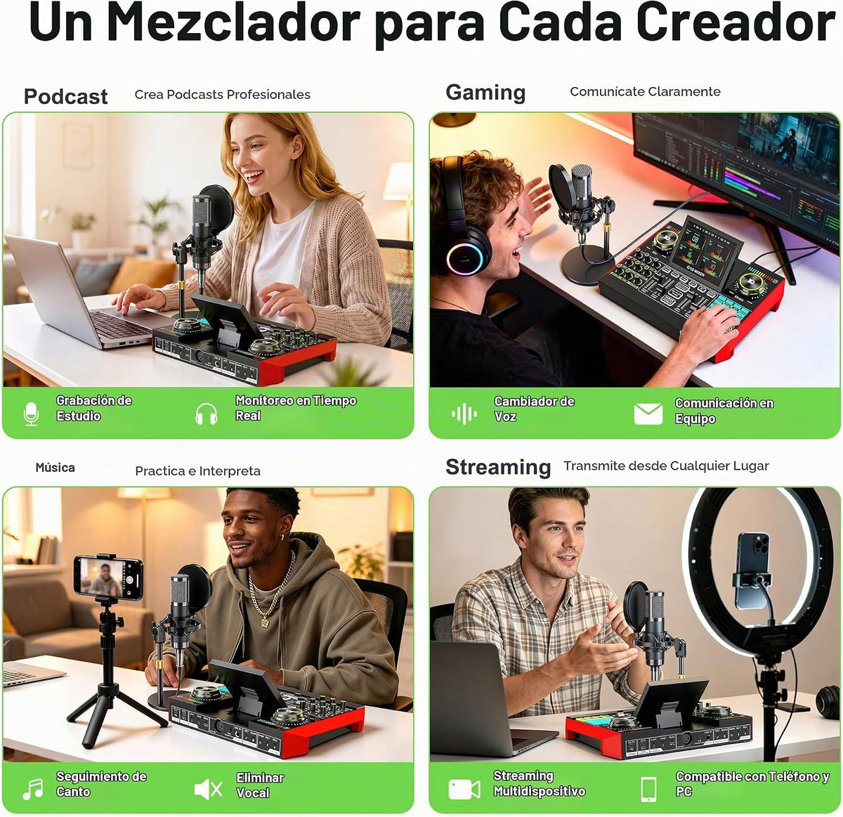TENLAMP G10 Creator Audio Mixer Bundle con micrófono para streaming