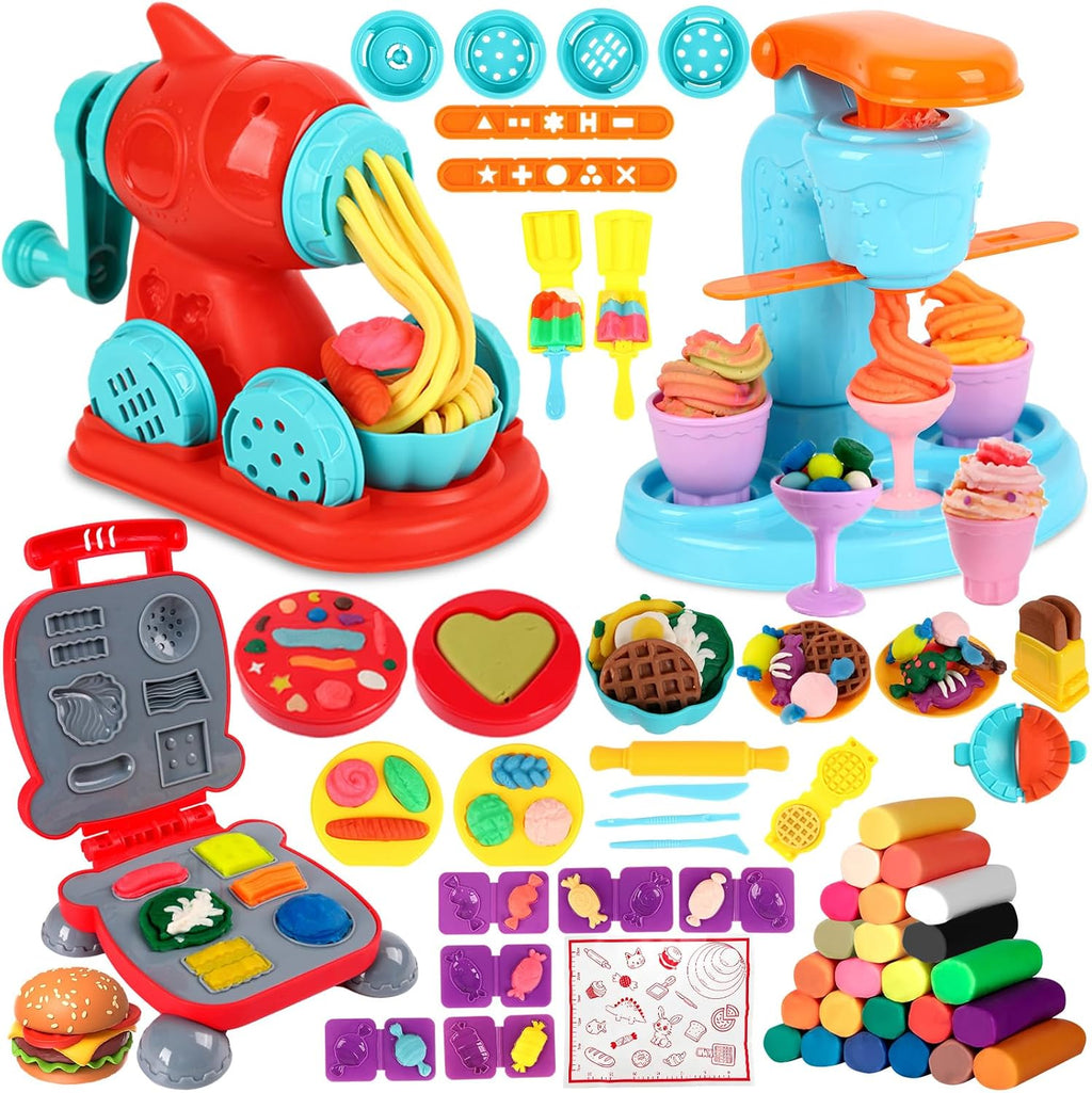 Set 3 en 1 de Masa de Jugar, 24 Colores de Herramientas de Cocina para Niños de 3 a 8 Años