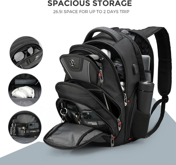 Mochila de diseño Swissdigital Circuit para hombres, Negro\/Gris