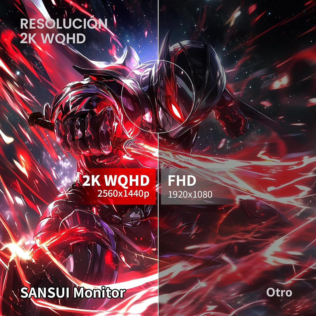 SANSUI Monitor curvado para juegos WQHD de 27 pulgadas 2560x1440, 1...