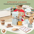 Juguete para cafeteras de madera para niños, electrodomésticos de cocina y accesorios de juguete para niños pequeños, regalo para niñas y niños