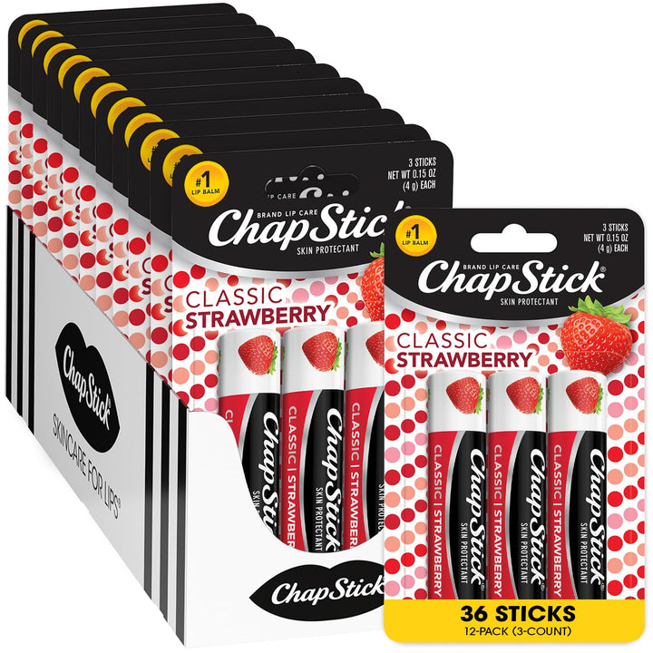ChapStick Hidratante de labios, fresa clásica, paquetes de 3 (12 ju...