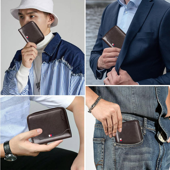 HUANLANG Billetera para hombre con bloqueo RFID, multitarjetero, bi...