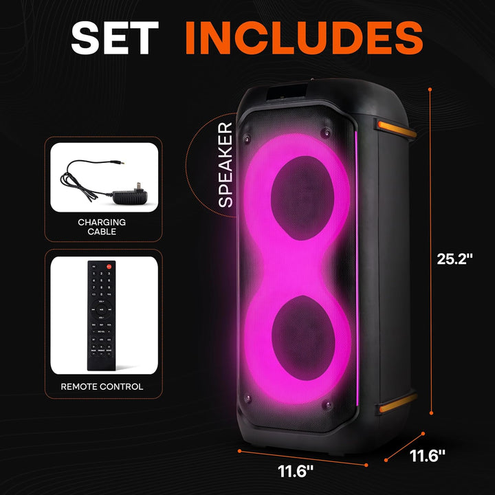 Altavoz de fiesta grande Bluetooth de Pyle Audio con graves - Gran...