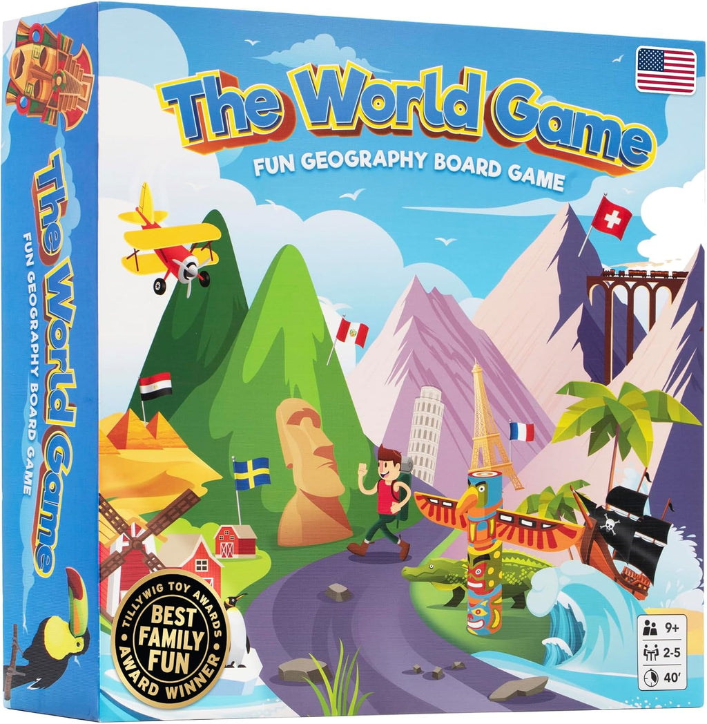 World Game - Fun Geography Board Game - Educational Game para Kids & Adults - Cool Learning Gift Idea para Teenage Boys & Girls, 2-5 Players