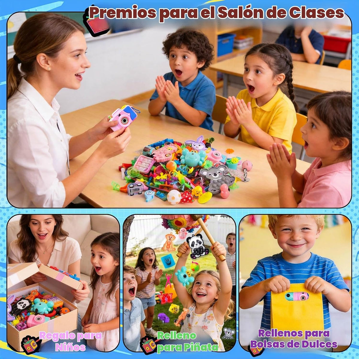 640 piezas de recuerdos de fiesta para niños, juguetes para ansiedad a granel, caja del tesoro de premios para aula, bolsas de regalos para niños, rellenos de piñata para niños, regalos de