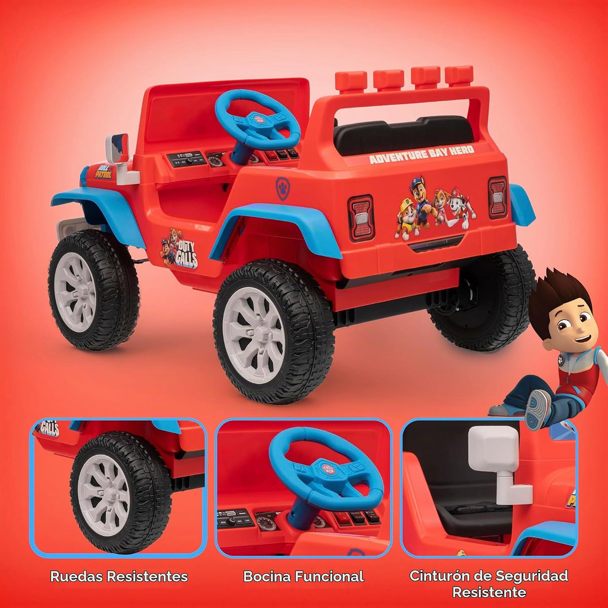 Paw Patrol - Jeep de paseo infantil de 12 V con batería recargable