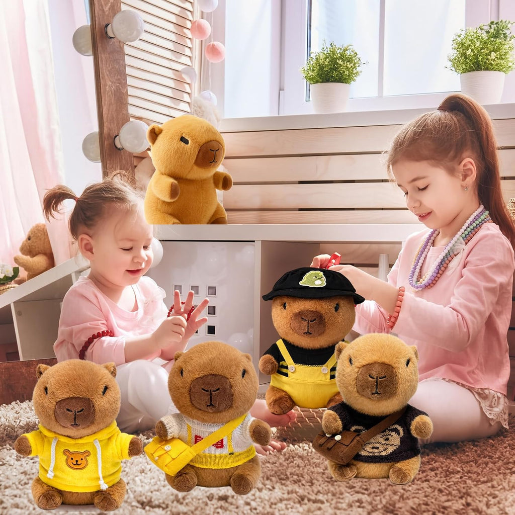 TITQWOP Capybara - Peluche de Capybara con 9 prendas y accesorios