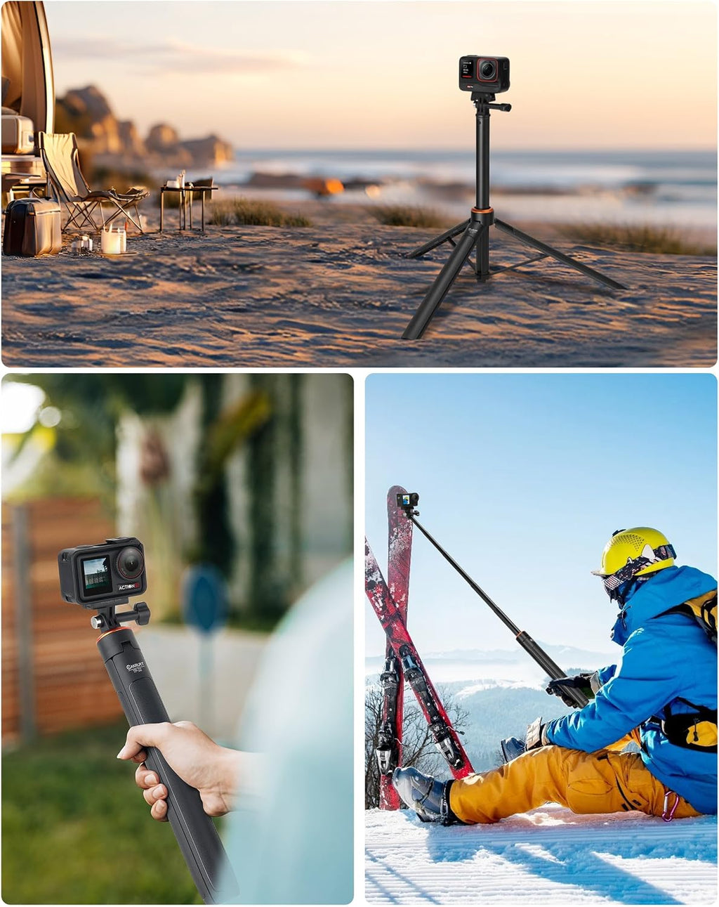 Trípode de viaje de 61" y palo para selfie, para DJI Osmo Pocket 3, 4, 4P