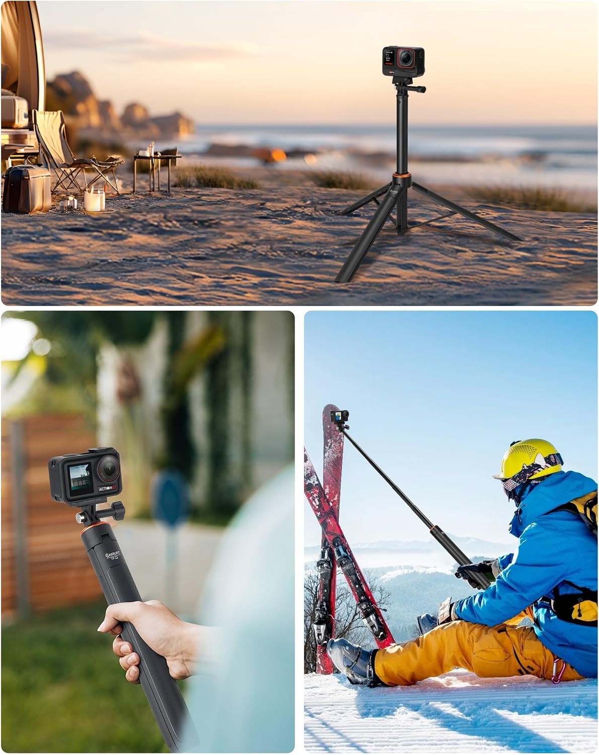Trípode de viaje de 61" y palo para selfie, para DJI Osmo Pocket 3, 4, 4P