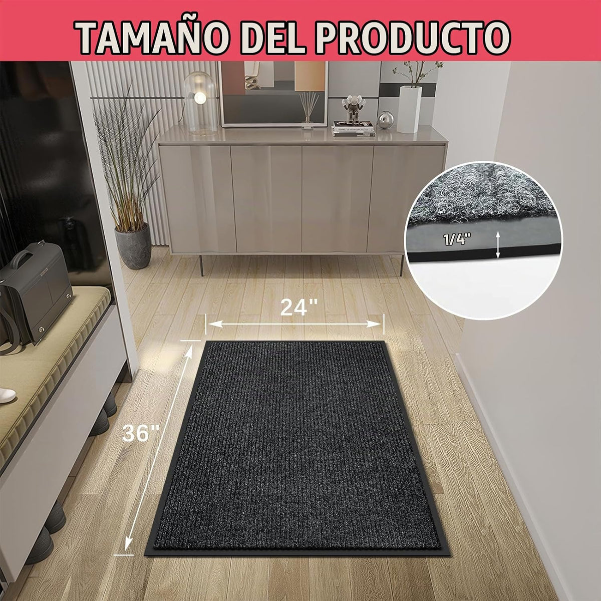 Kuyal - Tapete para puerta delantera, 2 x 3 pies, para interiores y exteriores