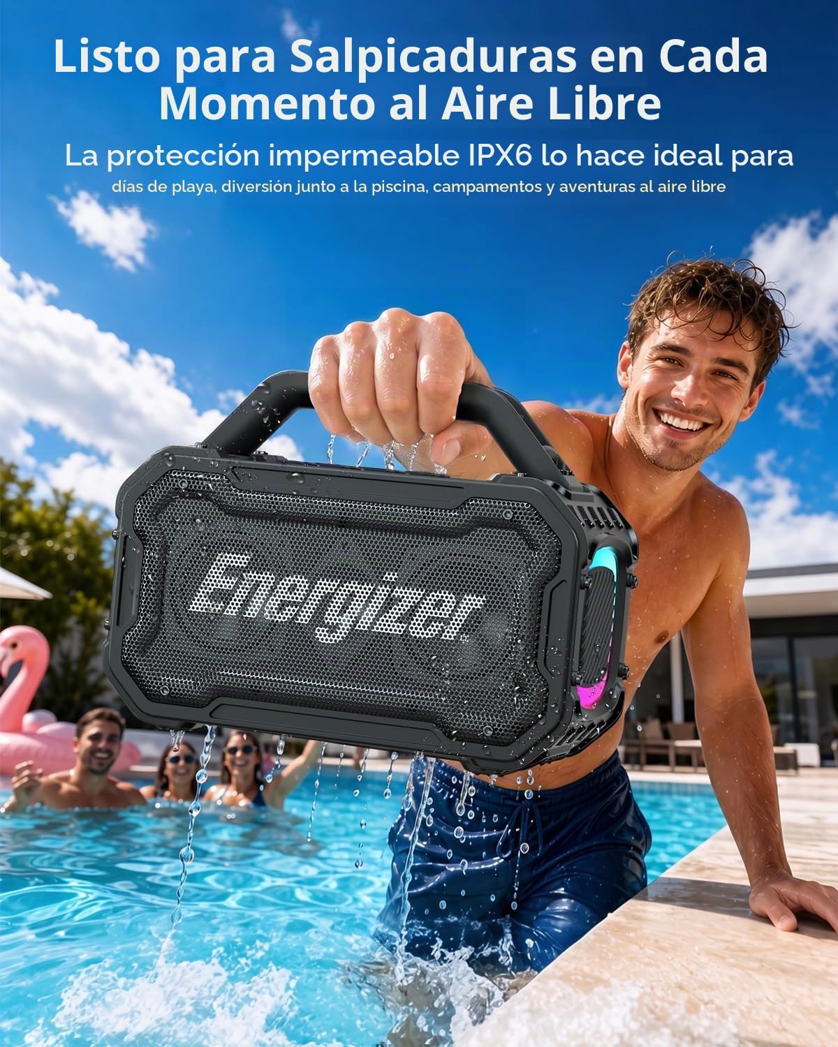 Energizer Altavoces Bluetooth al aire libre, altavoz inalámbrico portátil