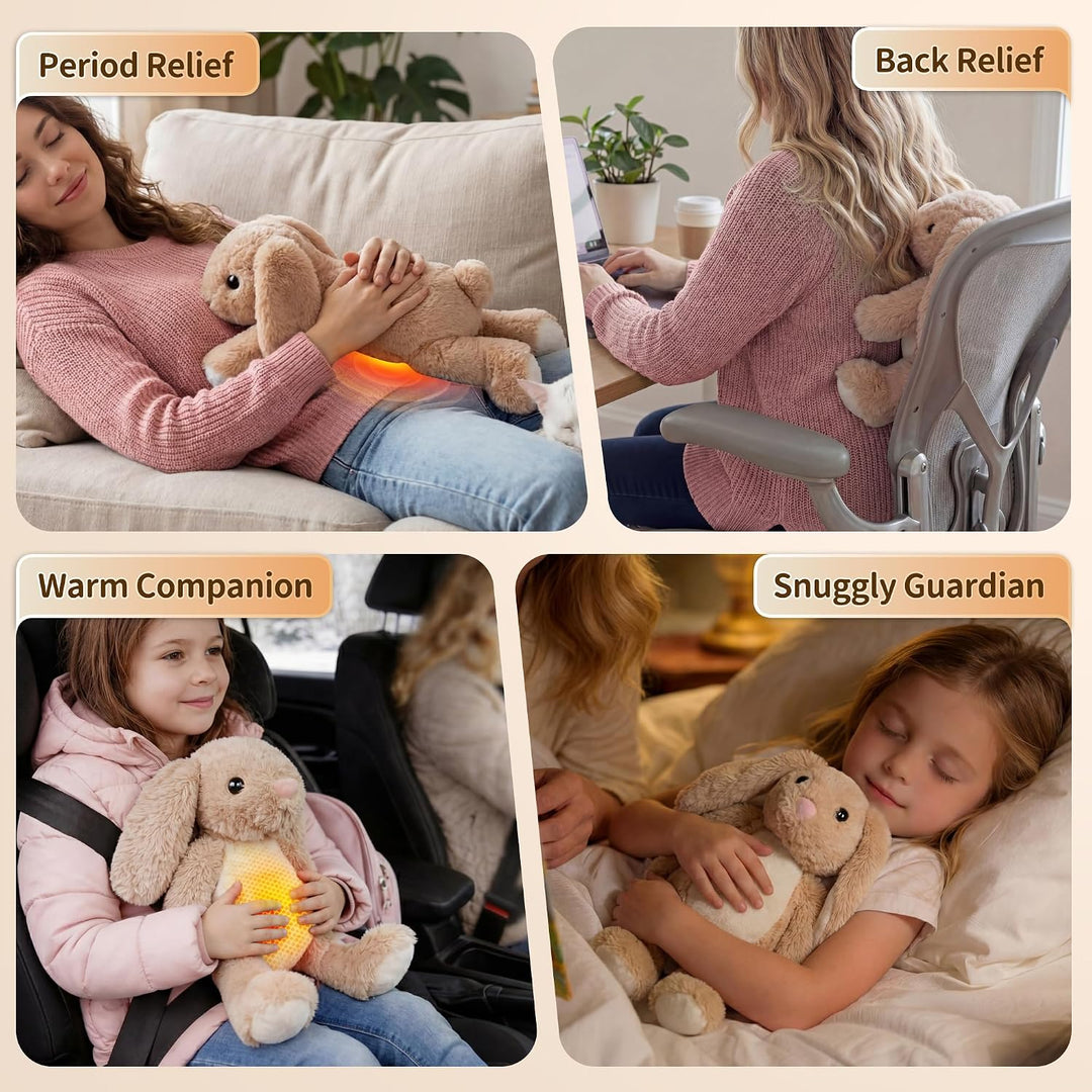 Almohadilla térmica de conejo de felpa, animal de peluche eléctrico...