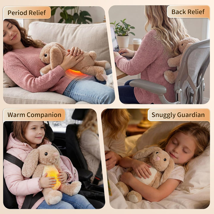 Almohadilla térmica de conejo de felpa, animal de peluche eléctrico...