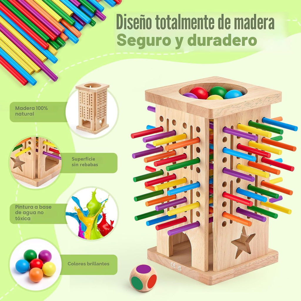 Montessori - Juegos de mesa de madera, 42 palos coloridos juguetes de aprendizaje de matemáticas para niños de 3, 4, 5, 6 años, juegos de mesa para niños de 4 a 6 años, juguete de habilidades motoras finas, juego de viaje familiar, regalos para niños y