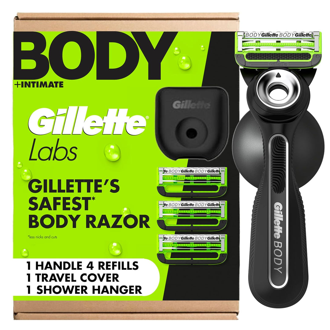 Gillette Labs Body + Intimate Razor For Men Handle + 4 recambios de...