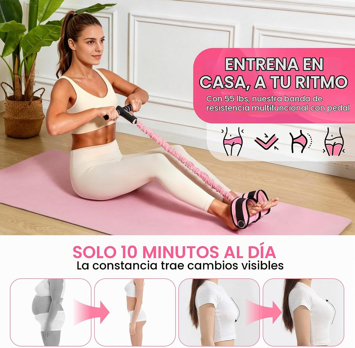 Bandas de Resistencia con Asa para Pedales - Equipo de Ejercicio para Piernas