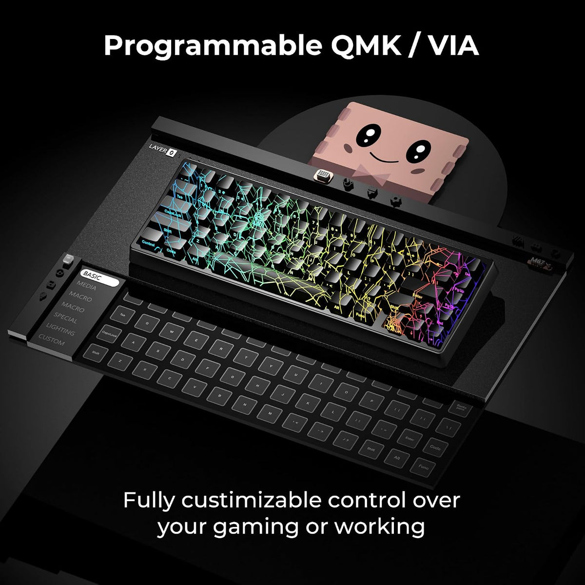 HITIME XVX M67 - Teclado inalámbrico al 60% por ciento, QMK\/VIA Bl...