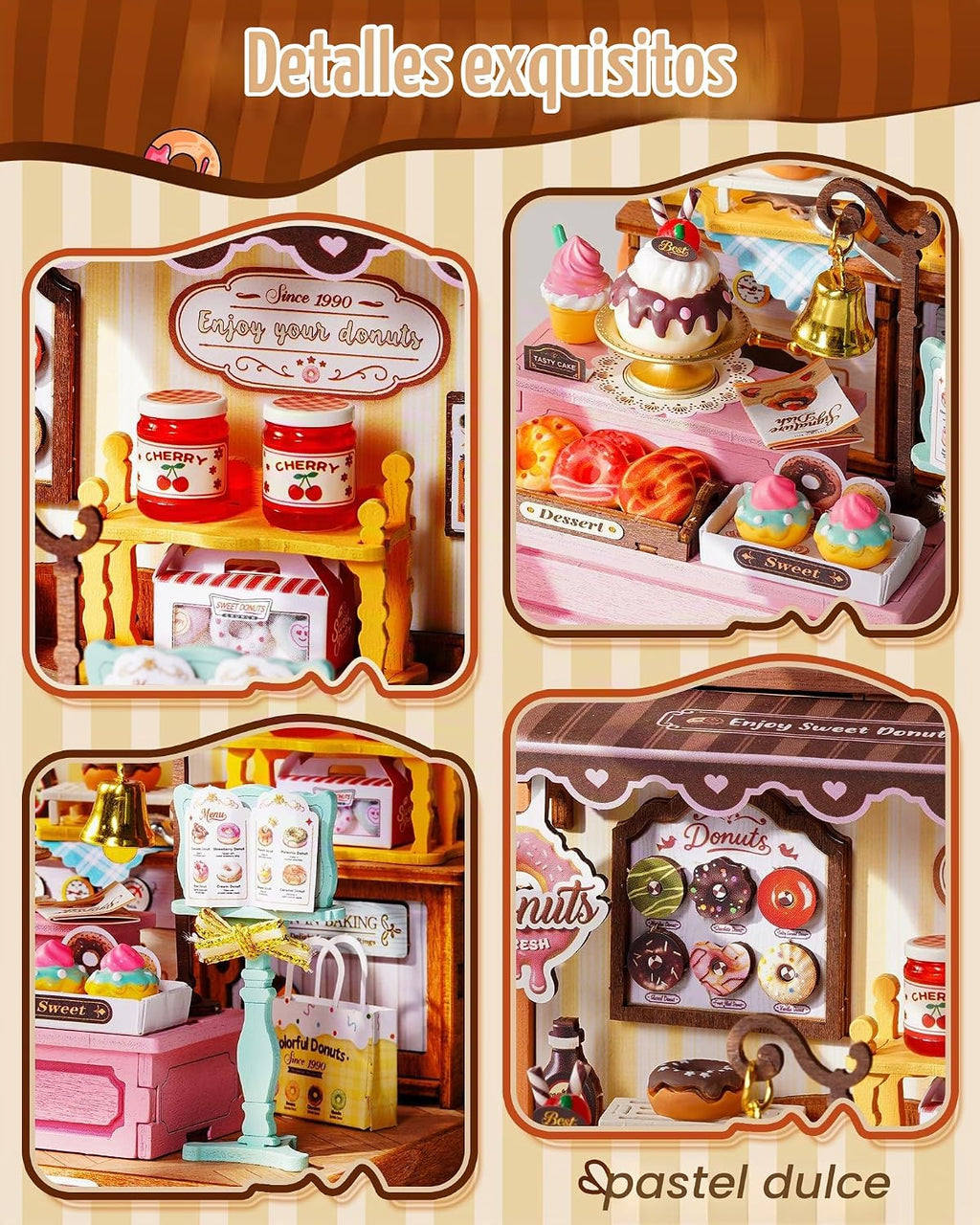 Rolife Sweetie's Donut Shop Kit de casa en miniatura para bricolaje