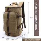 IT'SCARL Mochila grande para hombres, mochila de viaje, bolsa grande de lona, mochila de trabajo (caqui)