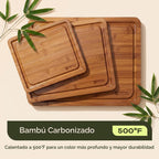ROYAL CRAFT WOOD Tablas de cortar de madera para preparar comidas de cocina y servir – Juego de tablas de cortar de bambú no tóxicas con asas laterales profundas para jugo – Charcutería y bloque de