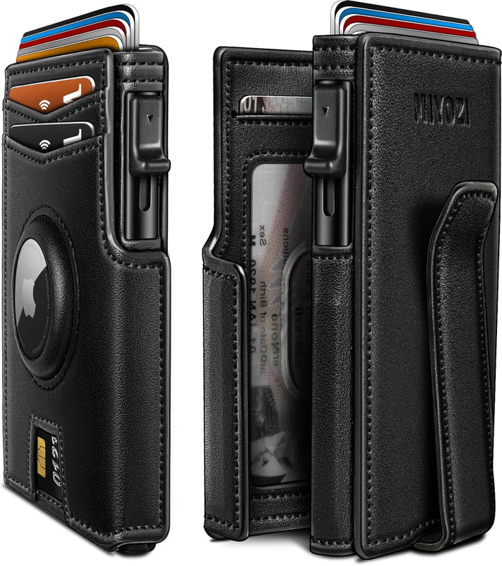 Miyozi - Billetera Airtag para hombre, con clip de dinero, estuche...