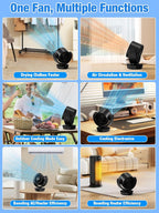 incihic Ventilador de escritorio, ventilador circulador de aire, po...