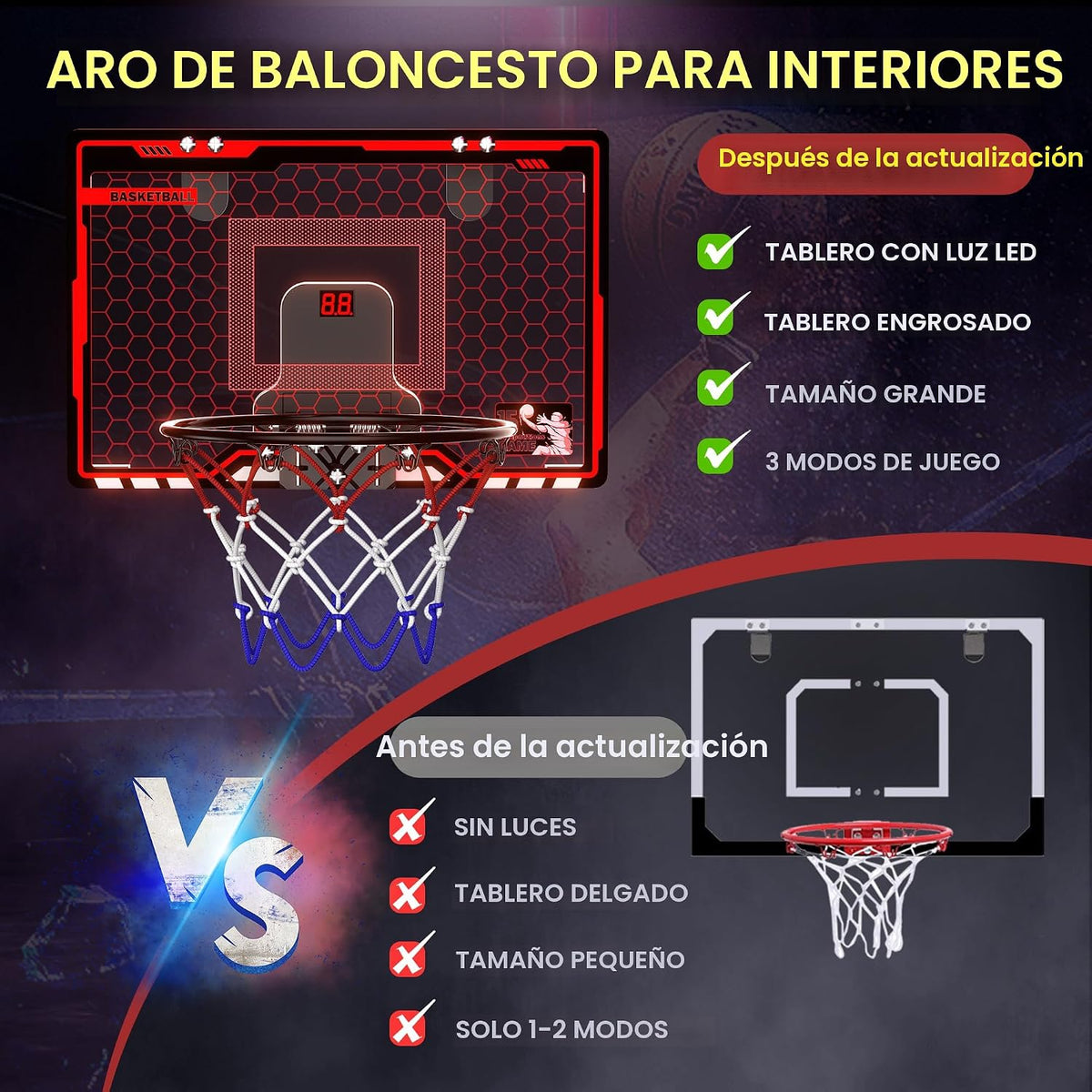 HopeRock Mini Aro de Baloncesto para Interiores para Niños, Aro Pequeño Sobre la Puerta