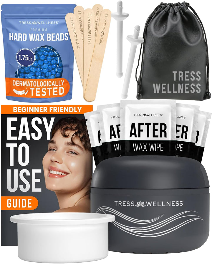 Tress Wellness Kit de cera sin tirantes para cara, cejas y labios p...