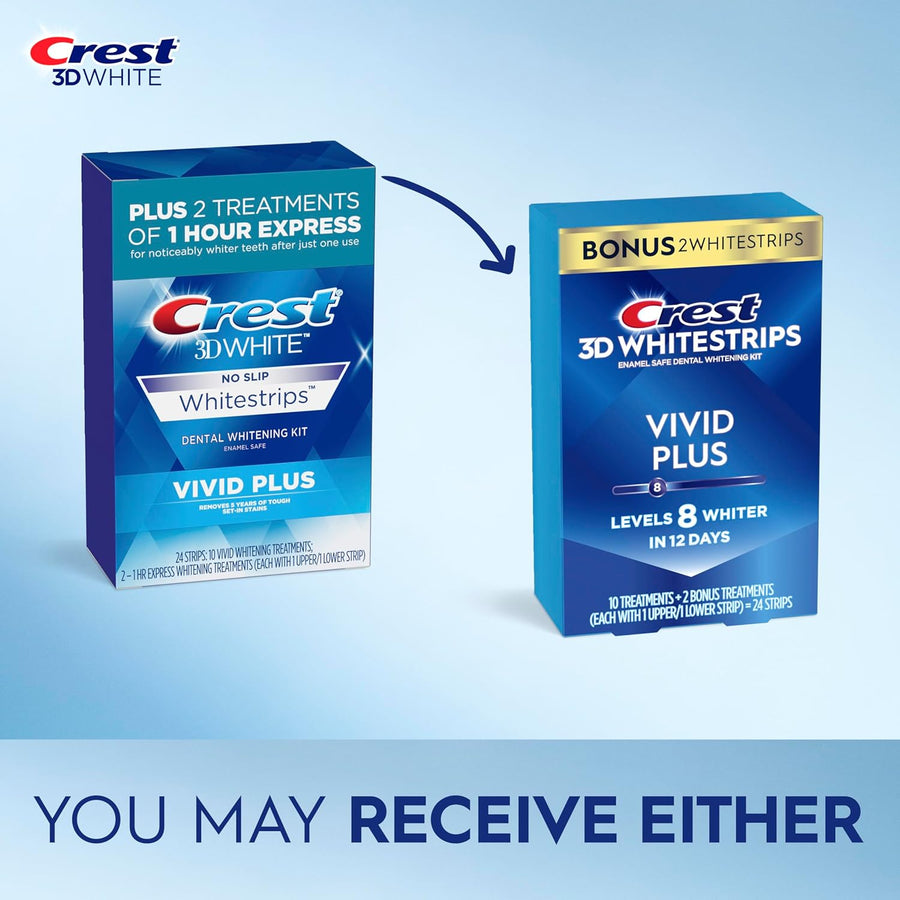 Crest 3D Whitestrips Vivid Plus, kit de tiras blanqueadoras de dien...