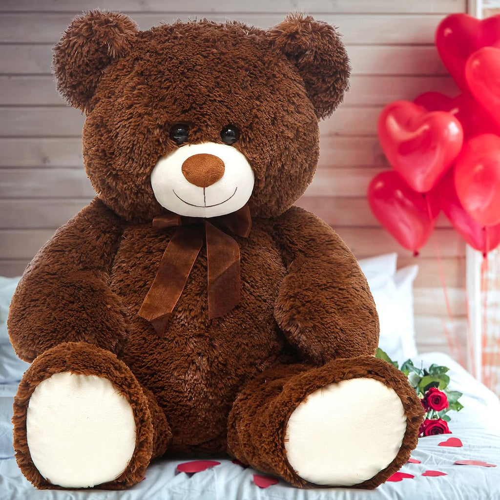 MorisMos Oso de peluche gigante de 3 a 36 pulgadas, oso de peluche grande marrón para novia y San Valentín, peluche grande para decoración de cumpleaños, Navidad, baby shower, marrón oscuro