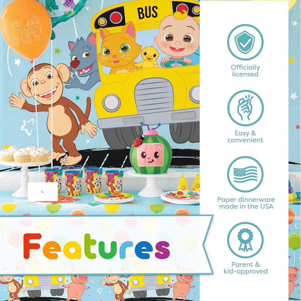 Cocomelon - Decoraciones de cumpleaños, telón de fondo, globos, pancarta