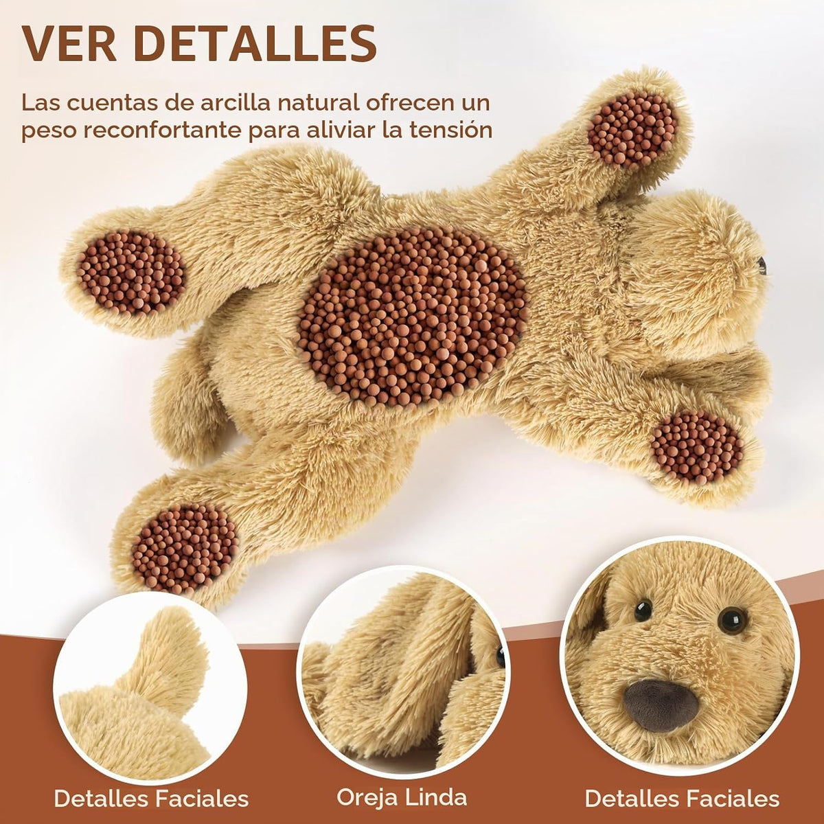 Animales de peluche con peso de perro de 24 pulgadas | 4.5 libras para niños y adultos, funda lavable a máquina, animal de peluche apto para microondas sin perfume, peluches con peso calentables y