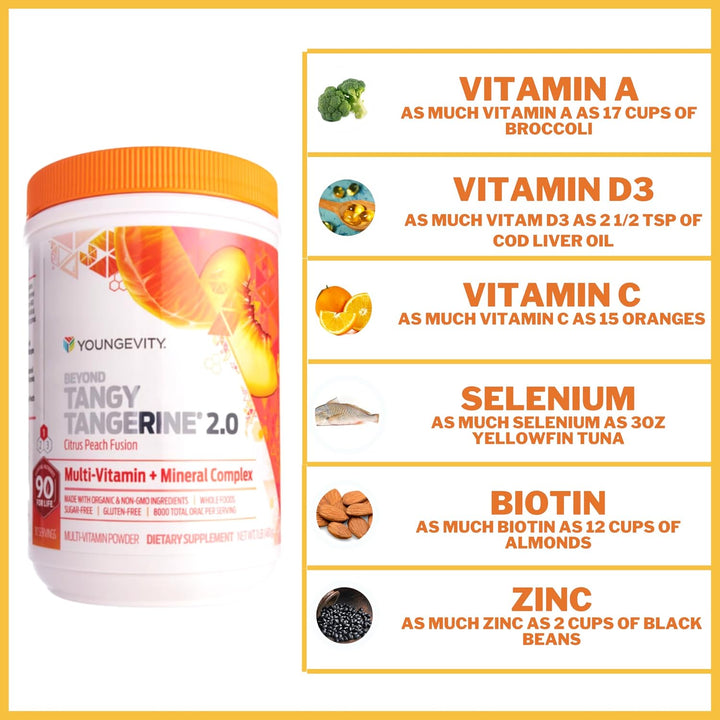 Youngevity Beyond Tangy Tangerine 2.0 Citrus Peach Fusion Complejo...
