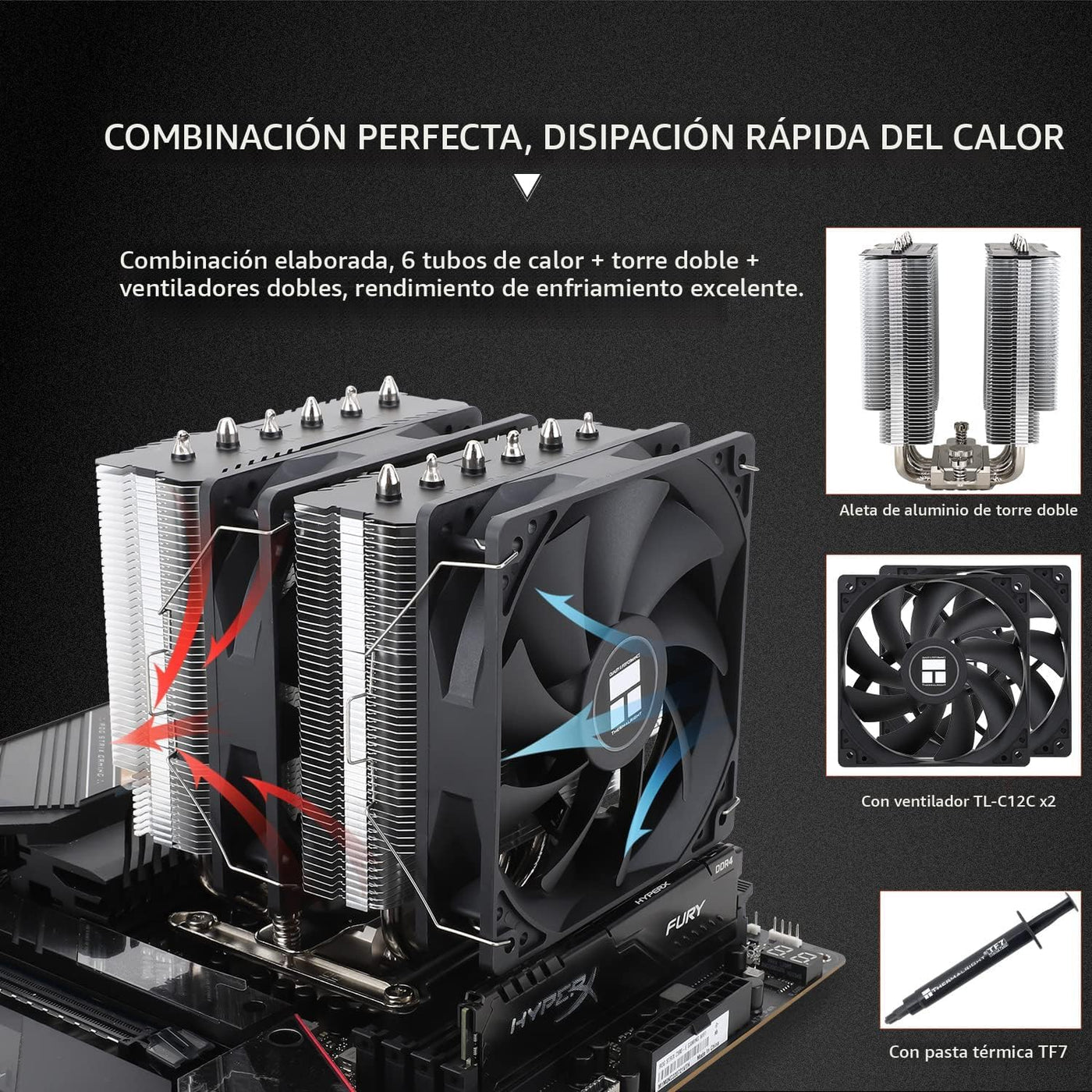Enfriador de CPU Thermalright Peerless Assassin 120 SE, 6 tubos de...