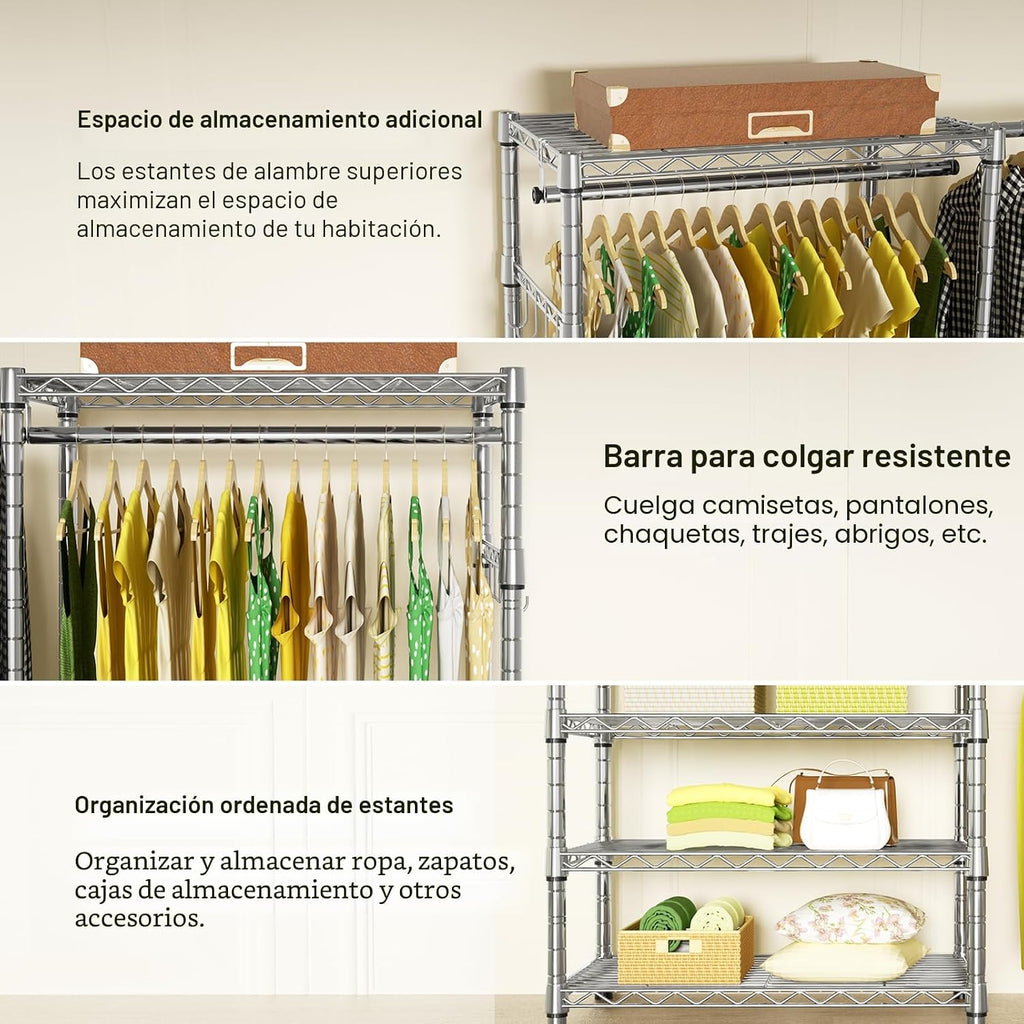 Estante resistente de la ropa del armario E1, 6 niveles de