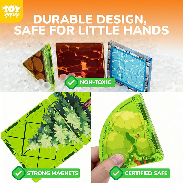 TOY Life Juego de 79 piezas de fichas magnéticas de dinosaurios, bl...