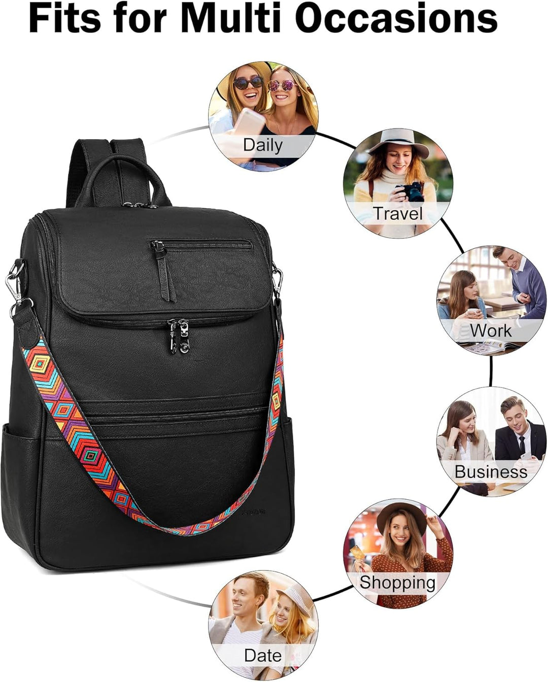 FADEON Mochila para computadora portátil para mujer, mochila de via...