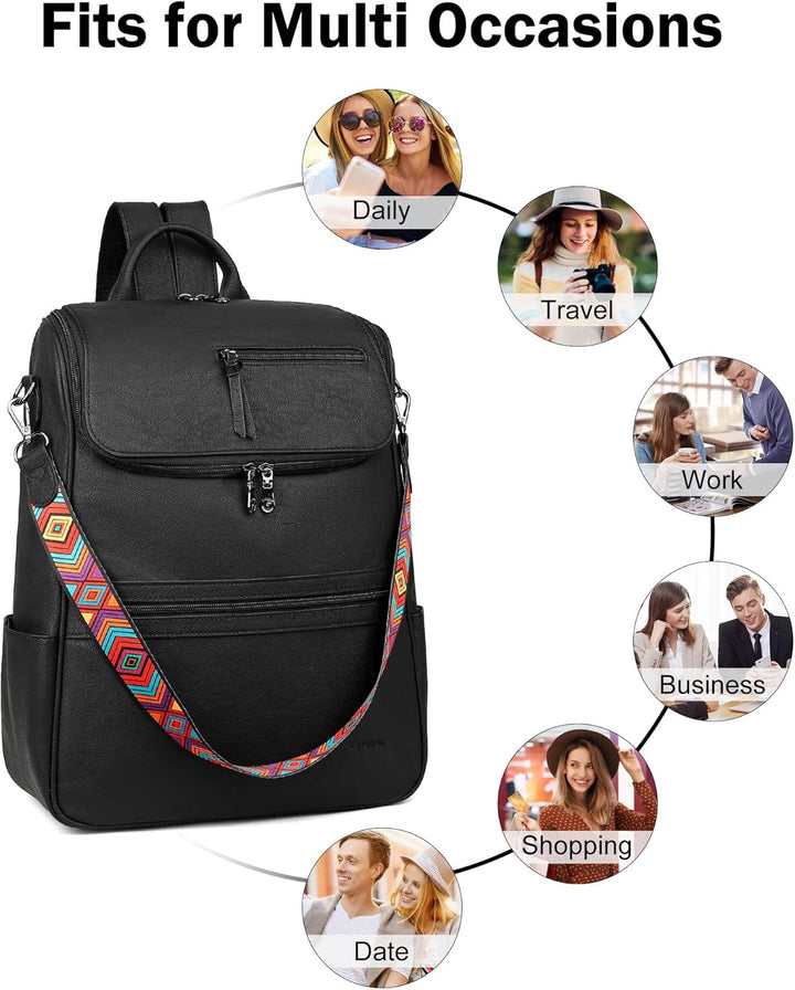 FADEON Mochila para computadora portátil para mujer, mochila de via...