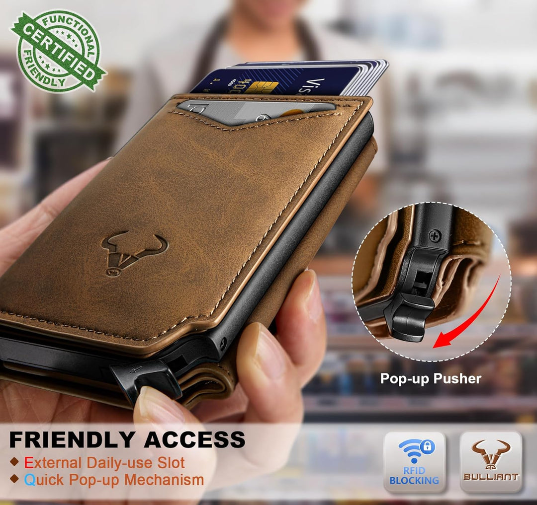 BULLIANT Cartera para Hombre Cartera de Cuero Portadores de Tarjeta...