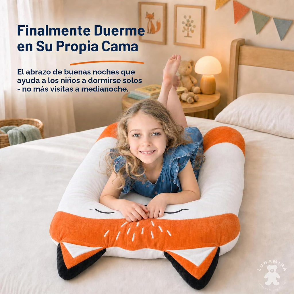 Almohada de cuerpo en forma de zorro para niños - Almohada larga de felpa suave en forma de U de 47" para niños, para dormir, leer, comodidad para ADHD y necesidades especiales, ansiedad