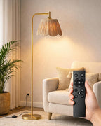 Lámpara Lámpara de pie bohemia+lámpara de pie de madera moderna de mediados de siglo
